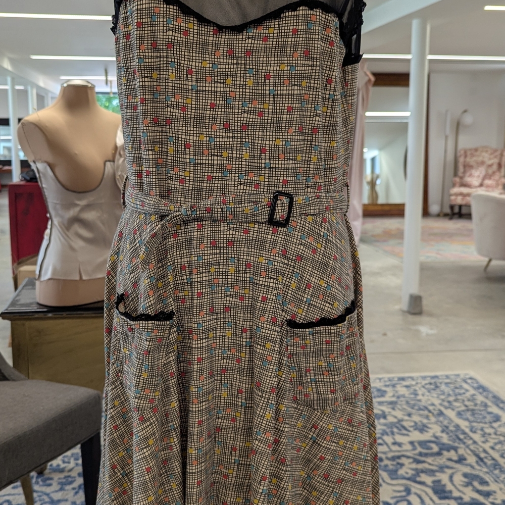 Effie's Heart Plaid Midi Dress with Red and Yellow Accents